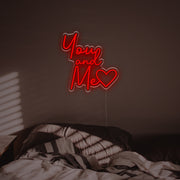 You And Me With Lovely Heart LED Neon Sign