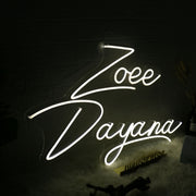 Zoee Dayana White Neon Sign