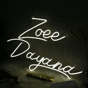 Zoee Dayana White Neon Sign