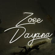 Zoee Dayana White Neon Sign