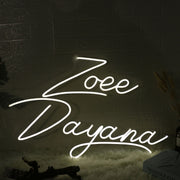 Zoee Dayana White Neon Sign