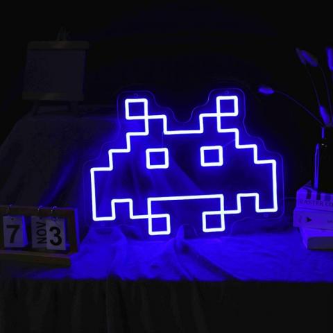 space invaders neon sign