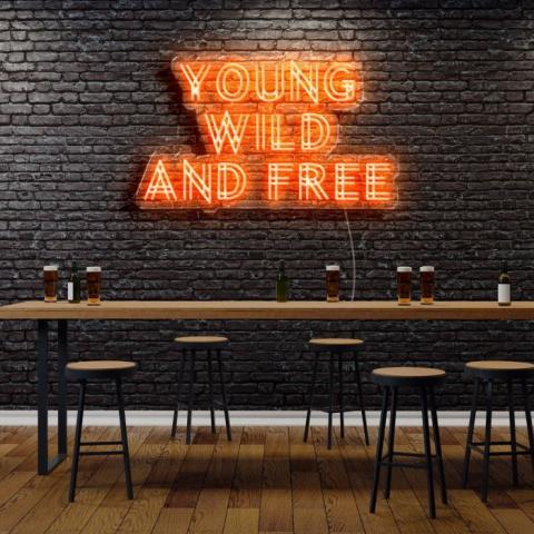 wild and free neon sign