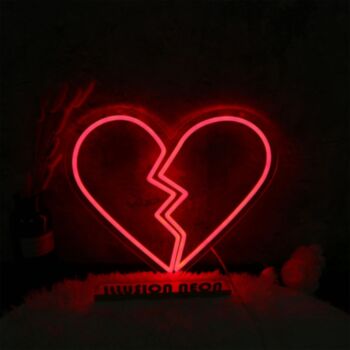 Broken Heart Red Neon Sign