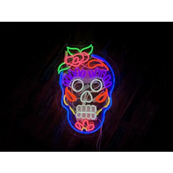 Calavera Skull Wall Mounted Neon Sign