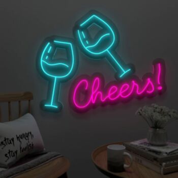 Cheers Wine Glass Neon Led Light