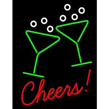 Cheers With Wine Glass Led Neon Sign