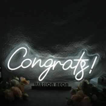 Congrats White Neon Sign