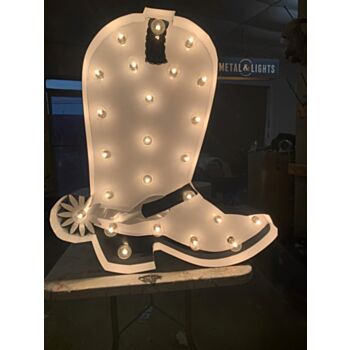 Steel Marquee Letter Cowboy Boot With Spur High-End Custom Zinc Metal Marquee Light Marquee Sign