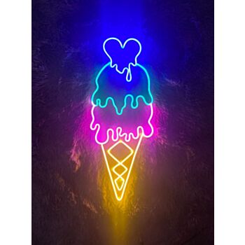 Dripping Ice Cream With Heart Neon Sign