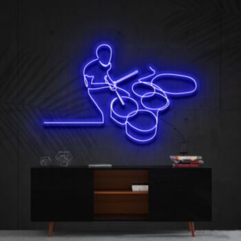 Drummer Line Art Neon Sign