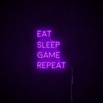 Eat Sleep Game Repeat Neon Sign