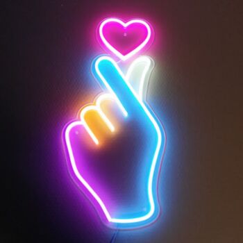 Finger Heart Neon Sign