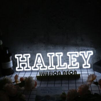 Hailey White Neon Sign