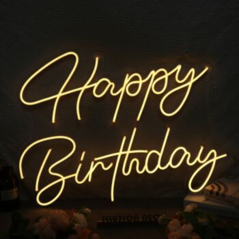 Happy Birthday Yellow Neon Sign