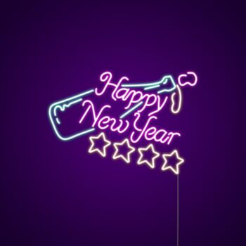 Happy New Year Bottle Neon Sign