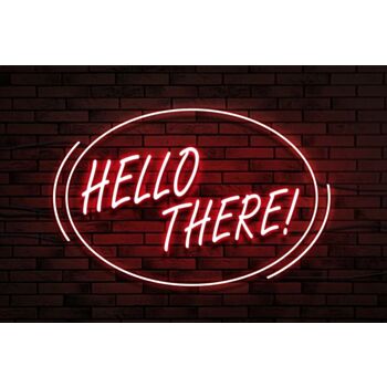 Hello There Neon Sign Red Neon Sign Hung On The Brick Background