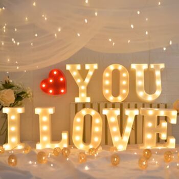 Steel Marquee Letter I Love You with Red Heart Romantic High-End Custom Zinc Metal Marquee Light Marquee Sign