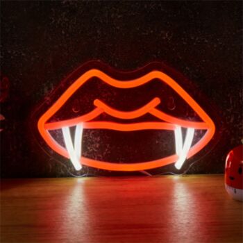 LED Neon Light Teeth Mouth Cool Fangs Man Cave