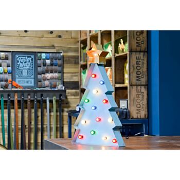 Steel Marquee Letter Light Blue Christmas Tree Colorful Bulbs High-End Custom Zinc Metal Marquee Light Marquee Sign