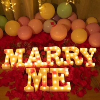 Steel Marquee Letter Marry Me Romantic Proposal High-End Custom Zinc Metal Marquee Light Marquee Sign