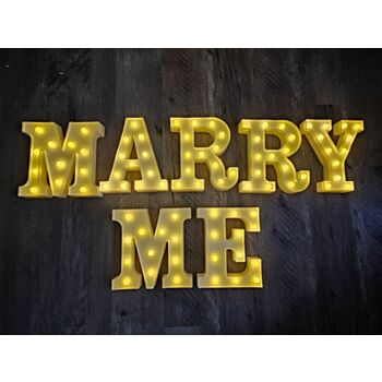 Steel Marquee Letter Marry Me Warm White Romantic High-End Custom Zinc Metal Marquee Light Marquee Sign