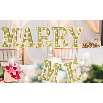 Steel Marquee Letter MARRY ME Wedding High-End Custom Zinc Metal Marquee Light Marquee Sign