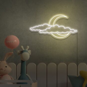 Moon And Clouds Neon Sign