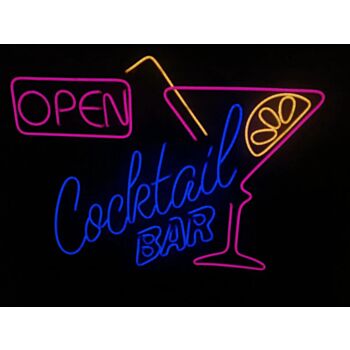 Neon Cocktail Sign Bar Open Sign