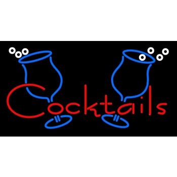 Neon Cocktail Sign Two Glass Of Cocktail