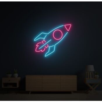 Neon Rocket Blue And Pink Neon Sign