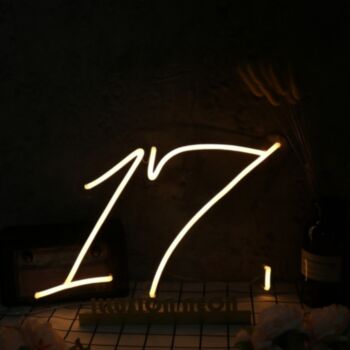 Number 17 Yellow Neon Sign