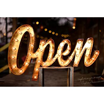 Steel Marquee Letter Open For Business High-End Custom Zinc Metal Marquee Light Marquee Sign