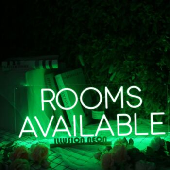 Rooms Available Green Neon Sign