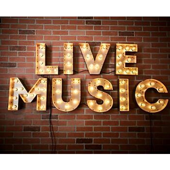 Steel Marquee Letter Rustic Live Music High-End Custom Zinc Metal Marquee Light Marquee Sign