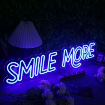 Smile More Blue Neon Sign