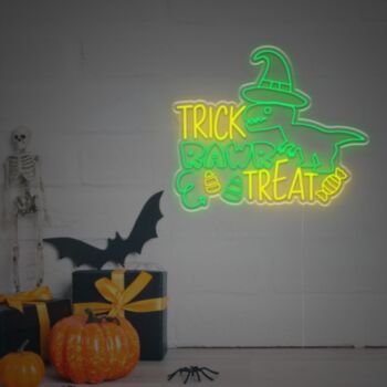 Trick Rawr Treat With Dinosaur LED Neon Sign