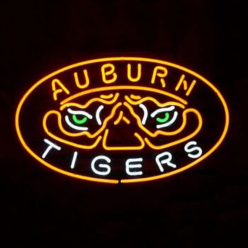 Yellow And White Neon Tiger Sign Man Cave Handmade Neon Light