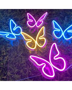 5 Butterflies On One Board Neon Sign